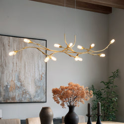 Urban Ambiance - Chandelier - UQL6940 Glam Indoor Chandelier, 10.5''H x 50''W x 6.75''Dep, Gold Leaf Finish, Netherby Collection - 