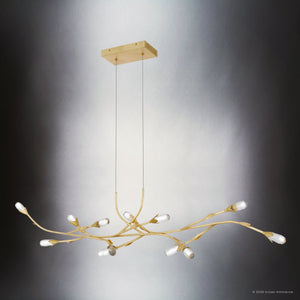 Urban Ambiance - Chandelier - UQL6940 Glam Indoor Chandelier, 10.5''H x 50''W x 6.75''Dep, Gold Leaf Finish, Netherby Collection - 