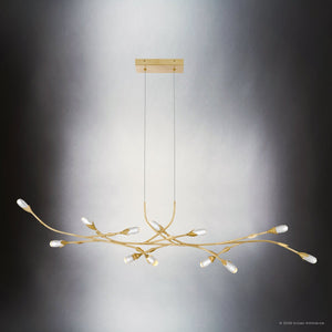 Urban Ambiance - Chandelier - UQL6940 Glam Indoor Chandelier, 10.5''H x 50''W x 6.75''Dep, Gold Leaf Finish, Netherby Collection - 