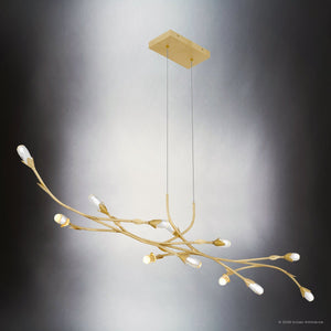 Urban Ambiance - Chandelier - UQL6940 Glam Indoor Chandelier, 10.5''H x 50''W x 6.75''Dep, Gold Leaf Finish, Netherby Collection - 