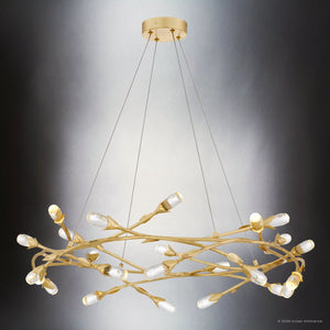 Urban Ambiance - Pendant - UQL6942 Glam Indoor Pendant, 8.5''H x 32''W x 32''Dep, Gold Leaf Finish, Netherby Collection - 