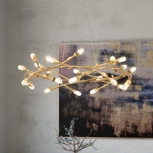 Urban Ambiance - Pendant - UQL6942 Glam Indoor Pendant, 8.5''H x 32''W x 32''Dep, Gold Leaf Finish, Netherby Collection - 