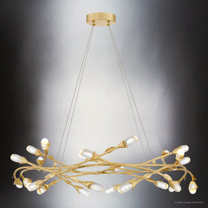 Urban Ambiance - Pendant - UQL6942 Glam Indoor Pendant, 8.5''H x 32''W x 32''Dep, Gold Leaf Finish, Netherby Collection - 