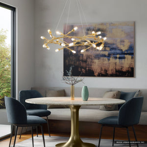 Urban Ambiance - Pendant - UQL6942 Glam Indoor Pendant, 8.5''H x 32''W x 32''Dep, Gold Leaf Finish, Netherby Collection - 