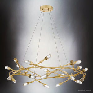 Urban Ambiance - Pendant - UQL6942 Glam Indoor Pendant, 8.5''H x 32''W x 32''Dep, Gold Leaf Finish, Netherby Collection - 