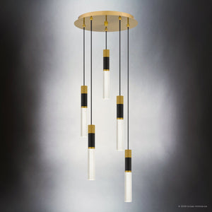 Urban Ambiance - Pendant - UQL6950 Modern Indoor Pendant, 12.75''H x 16''W x 16''Dep, Brushed Gold Finish, Drayham Collection - 