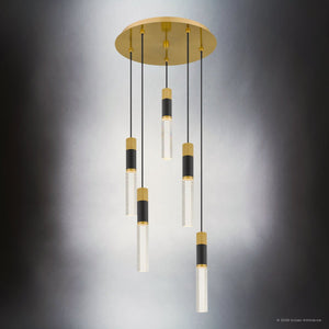 Urban Ambiance - Pendant - UQL6950 Modern Indoor Pendant, 12.75''H x 16''W x 16''Dep, Brushed Gold Finish, Drayham Collection - 