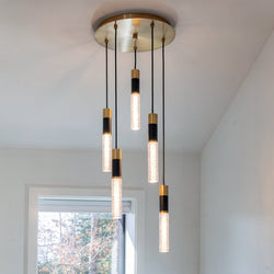 Urban Ambiance - Pendant - UQL6950 Modern Indoor Pendant, 12.75''H x 16''W x 16''Dep, Brushed Gold Finish, Drayham Collection - 