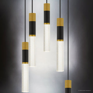 Urban Ambiance - Pendant - UQL6950 Modern Indoor Pendant, 12.75''H x 16''W x 16''Dep, Brushed Gold Finish, Drayham Collection - 