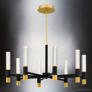 Urban Ambiance - Chandelier - UQL6951 Modern Indoor Chandelier, 17.75''H x 32''W x 32''Dep, Brushed Gold Finish, Drayham Collection - 