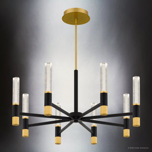 Urban Ambiance - Chandelier - UQL6951 Modern Indoor Chandelier, 17.75''H x 32''W x 32''Dep, Brushed Gold Finish, Drayham Collection - 