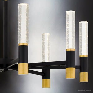 Urban Ambiance - Chandelier - UQL6951 Modern Indoor Chandelier, 17.75''H x 32''W x 32''Dep, Brushed Gold Finish, Drayham Collection - 