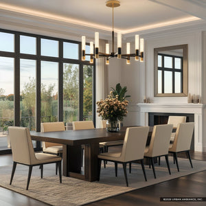 Urban Ambiance - Chandelier - UQL6951 Modern Indoor Chandelier, 17.75''H x 32''W x 32''Dep, Brushed Gold Finish, Drayham Collection - 