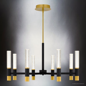 Urban Ambiance - Chandelier - UQL6951 Modern Indoor Chandelier, 17.75''H x 32''W x 32''Dep, Brushed Gold Finish, Drayham Collection - 