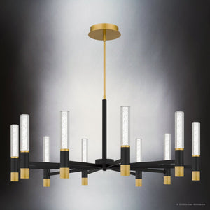 Urban Ambiance - Chandelier - UQL6952 Modern Indoor Chandelier, 19.25''H x 40''W x 40''Dep, Brushed Gold Finish, Drayham Collection - 
