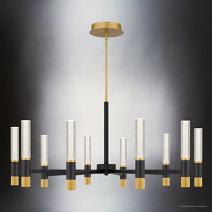 Urban Ambiance - Chandelier - UQL6952 Modern Indoor Chandelier, 19.25''H x 40''W x 40''Dep, Brushed Gold Finish, Drayham Collection - 
