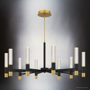 Urban Ambiance - Chandelier - UQL6952 Modern Indoor Chandelier, 19.25''H x 40''W x 40''Dep, Brushed Gold Finish, Drayham Collection - 