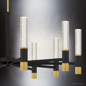 Urban Ambiance - Chandelier - UQL6952 Modern Indoor Chandelier, 19.25''H x 40''W x 40''Dep, Brushed Gold Finish, Drayham Collection - 