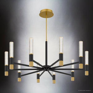 Urban Ambiance - Chandelier - UQL6952 Modern Indoor Chandelier, 19.25''H x 40''W x 40''Dep, Brushed Gold Finish, Drayham Collection - 