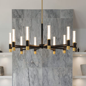 Urban Ambiance - Chandelier - UQL6952 Modern Indoor Chandelier, 19.25''H x 40''W x 40''Dep, Brushed Gold Finish, Drayham Collection - 