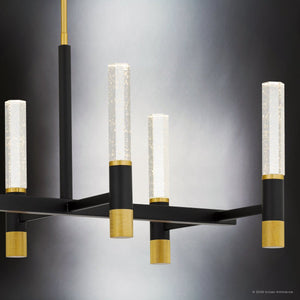 Urban Ambiance - Chandelier - UQL6953 Modern Indoor Chandelier, 16.75''H x 44''W x 17''Dep, Brushed Gold Finish, Drayham Collection - 