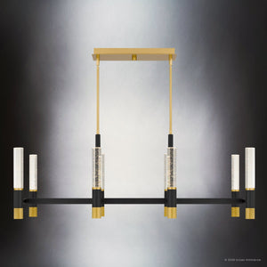 Urban Ambiance - Chandelier - UQL6953 Modern Indoor Chandelier, 16.75''H x 44''W x 17''Dep, Brushed Gold Finish, Drayham Collection - 