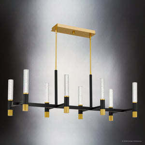 Urban Ambiance - Chandelier - UQL6953 Modern Indoor Chandelier, 16.75''H x 44''W x 17''Dep, Brushed Gold Finish, Drayham Collection - 