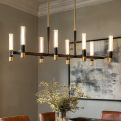 Urban Ambiance - Chandelier - UQL6953 Modern Indoor Chandelier, 16.75''H x 44''W x 17''Dep, Brushed Gold Finish, Drayham Collection - 