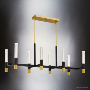 Urban Ambiance - Chandelier - UQL6953 Modern Indoor Chandelier, 16.75''H x 44''W x 17''Dep, Brushed Gold Finish, Drayham Collection - 
