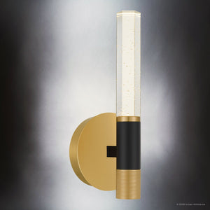 Urban Ambiance - Wall Sconce - UQL6954 Modern Indoor Wall Sconce, 12.75''H x 5.5''W x 4''Dep, Brushed Gold Finish, Drayham Collection - 