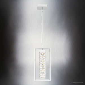 Urban Ambiance - Pendant - UQL6960 Modern Indoor Pendant, 16.75''H x 8''W x 8''Dep, Polished Chrome Finish, Menden Collection - 