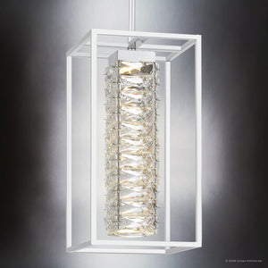 Urban Ambiance - Pendant - UQL6960 Modern Indoor Pendant, 16.75''H x 8''W x 8''Dep, Polished Chrome Finish, Menden Collection - 