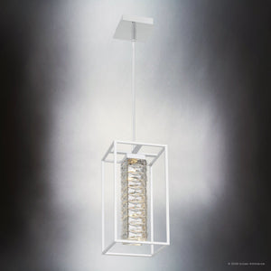 Urban Ambiance - Pendant - UQL6960 Modern Indoor Pendant, 16.75''H x 8''W x 8''Dep, Polished Chrome Finish, Menden Collection - 