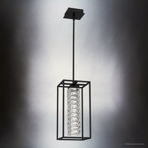 Urban Ambiance - Pendant - UQL6961 Modern Indoor Pendant, 16.75''H x 8''W x 8''Dep, Matte Black Finish, Menden Collection - 