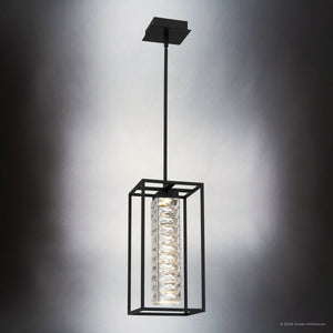 Urban Ambiance - Pendant - UQL6961 Modern Indoor Pendant, 16.75''H x 8''W x 8''Dep, Matte Black Finish, Menden Collection - 