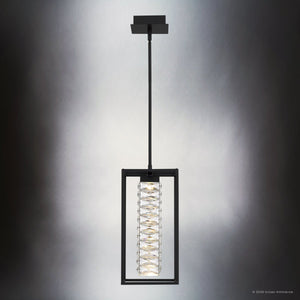 Urban Ambiance - Pendant - UQL6961 Modern Indoor Pendant, 16.75''H x 8''W x 8''Dep, Matte Black Finish, Menden Collection - 