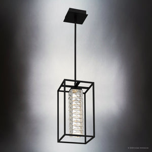 Urban Ambiance - Pendant - UQL6961 Modern Indoor Pendant, 16.75''H x 8''W x 8''Dep, Matte Black Finish, Menden Collection - 