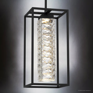 Urban Ambiance - Pendant - UQL6961 Modern Indoor Pendant, 16.75''H x 8''W x 8''Dep, Matte Black Finish, Menden Collection - 