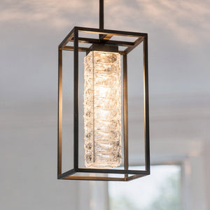 Urban Ambiance - Pendant - UQL6961 Modern Indoor Pendant, 16.75''H x 8''W x 8''Dep, Matte Black Finish, Menden Collection - 