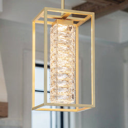 Urban Ambiance - Pendant - UQL6962 Modern Indoor Pendant, 16.75''H x 8''W x 8''Dep, Soft Gold Finish, Menden Collection - 