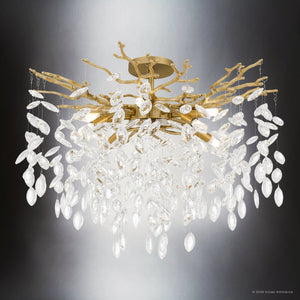 Urban Ambiance - Ceiling Light - UQL6970 Glam Indoor Ceiling Light, 17.75''H x 26''W x 26''Dep, Brushed Gold Finish, Quillstead Collection - 