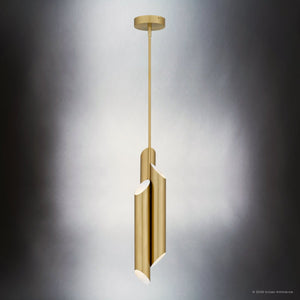 Urban Ambiance - Pendant - UQL6980 Modern Indoor Pendant, 21.75''H x 5.5''W x 5.5''Dep, Brushed Gold Finish, Ulverton Collection - 