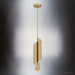 Urban Ambiance - Pendant - UQL6980 Modern Indoor Pendant, 21.75''H x 5.5''W x 5.5''Dep, Brushed Gold Finish, Ulverton Collection - 