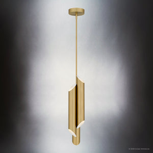Urban Ambiance - Pendant - UQL6980 Modern Indoor Pendant, 21.75''H x 5.5''W x 5.5''Dep, Brushed Gold Finish, Ulverton Collection - 