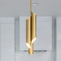 Urban Ambiance - Pendant - UQL6980 Modern Indoor Pendant, 21.75''H x 5.5''W x 5.5''Dep, Brushed Gold Finish, Ulverton Collection - 