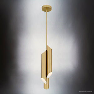 Urban Ambiance - Pendant - UQL6980 Modern Indoor Pendant, 21.75''H x 5.5''W x 5.5''Dep, Brushed Gold Finish, Ulverton Collection - 