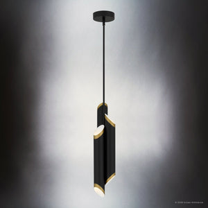 Urban Ambiance - Pendant - UQL6981 Modern Indoor Pendant, 21.75''H x 5.5''W x 5.5''Dep, Matte Black Finish, Ulverton Collection - 