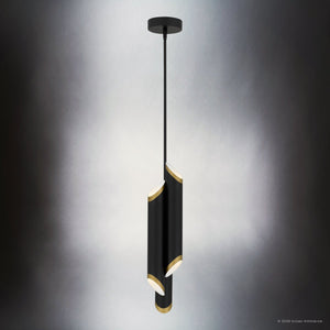 Urban Ambiance - Pendant - UQL6981 Modern Indoor Pendant, 21.75''H x 5.5''W x 5.5''Dep, Matte Black Finish, Ulverton Collection - 