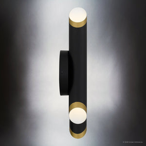 Urban Ambiance - Wall Sconce - UQL6983 Modern Indoor Wall Sconce, 18.25''H x 6.25''W x 3.75''Dep, Matte Black Finish, Ulverton Collection - 