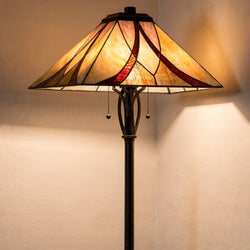 Urban Ambiance - Floor Lamp - UQL7101 Bracknell Tiffany Floor Lamp with Mediterranean Style, 60''H x 17''W, Valiant Bronze and Stained Glass - 
